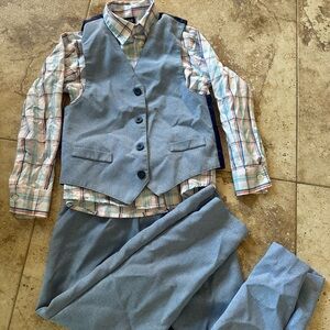 Izod Multicolor Plaid Shirt with Gray Vest